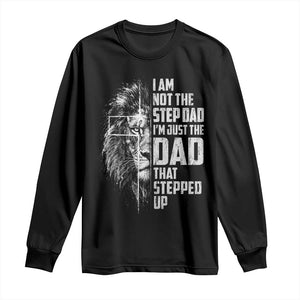 Bonus Dad Long Sleeve Shirt Stepdad Gifts From Stepdaughter Stepson Cross Lion Stepped Up Dad TS10 Black Print Your Wear