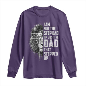 Bonus Dad Long Sleeve Shirt Stepdad Gifts From Stepdaughter Stepson Cross Lion Stepped Up Dad TS10 Purple Print Your Wear