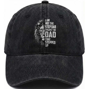 Bonus Dad Washed Cotton Baseball Cap Stepdad Gifts From Stepdaughter Stepson Cross Lion Stepped Up Dad TS10 Print Your Wear