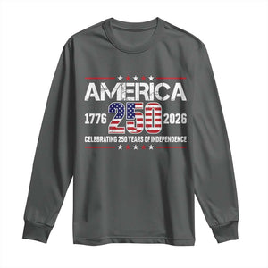 250th Anniversary Long Sleeve Shirt American 250 Years Birthday Patriotic 1776 2026 TS10 Dark Heather Print Your Wear