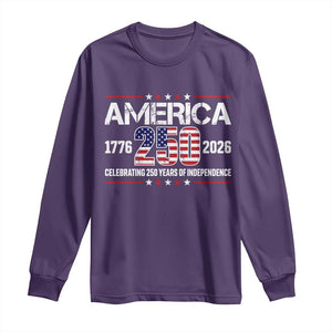 250th Anniversary Long Sleeve Shirt American 250 Years Birthday Patriotic 1776 2026 TS10 Purple Print Your Wear