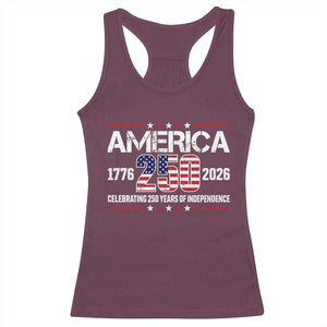 250th Anniversary Racerback Tank Top American 250 Years Birthday Patriotic 1776 2026 TS10 Maroon Print Your Wear