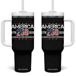 250th Anniversary Tumbler With Handle American 250 Years Birthday Patriotic 1776 2026 TS10 One Size: 40 oz Black Print Your Wear