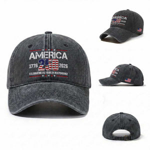 250th Anniversary Washed Cotton Baseball Cap American 250 Years Birthday Patriotic 1776 2026 TS10 Washed Cap Universal Fit Dark Gray Print Your Wear