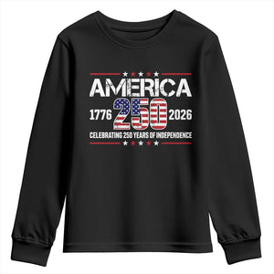 250th Anniversary Youth Sweatshirt American 250 Years Birthday Patriotic 1776 2026 TS10 Black Print Your Wear