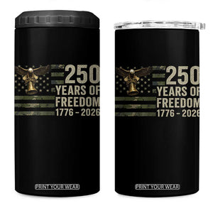 250th Anniversary 4 in 1 Can Cooler Tumbler 1776 2026 250 Years Birthday Patriotic Camouflage USA Flag TS10 One Size: 16 oz Black Print Your Wear