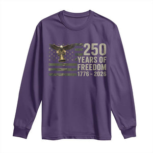 250th Anniversary Long Sleeve Shirt 1776 2026 250 Years Birthday Patriotic Camouflage USA Flag TS10 Purple Print Your Wear