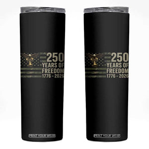 250th Anniversary Skinny Tumbler 1776 2026 250 Years Birthday Patriotic Camouflage USA Flag TS10 Black Print Your Wear