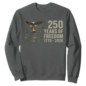 250th Anniversary Sweatshirt 1776 2026 250 Years Birthday Patriotic Camouflage USA Flag TS10 Dark Heather Print Your Wear