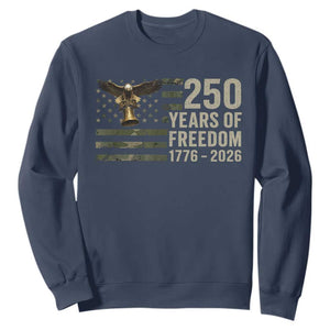 250th Anniversary Sweatshirt 1776 2026 250 Years Birthday Patriotic Camouflage USA Flag TS10 Navy Print Your Wear