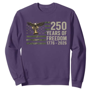 250th Anniversary Sweatshirt 1776 2026 250 Years Birthday Patriotic Camouflage USA Flag TS10 Purple Print Your Wear