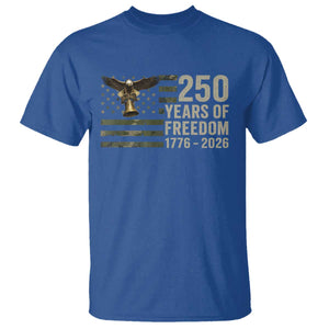 250th Anniversary T Shirt 1776 2026 250 Years Birthday Patriotic Camouflage USA Flag TS10 Royal Blue Print Your Wear