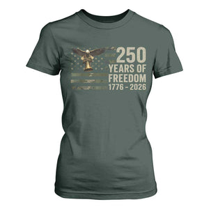 250th Anniversary T Shirt For Women 1776 2026 250 Years Birthday Patriotic Camouflage USA Flag TS10 Dark Forest Green Print Your Wear