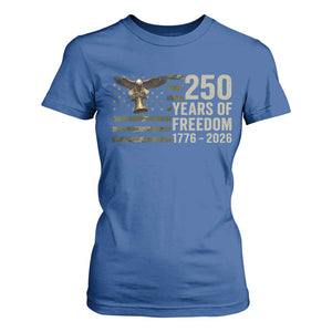 250th Anniversary T Shirt For Women 1776 2026 250 Years Birthday Patriotic Camouflage USA Flag TS10 Royal Blue Print Your Wear