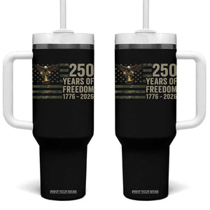 250th Anniversary Tumbler With Handle 1776 2026 250 Years Birthday Patriotic Camouflage USA Flag TS10 One Size: 40 oz Black Print Your Wear