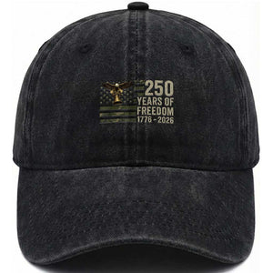 250th Anniversary Washed Cotton Baseball Cap 1776 2026 250 Years Birthday Patriotic Camouflage USA Flag TS10 Print Your Wear