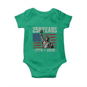 USA Independence 250th Anniversary Baby Onesie Patriotic Lady Liberty American Flag 250 Years 1776 2026 TS10 Irish Green Print Your Wear