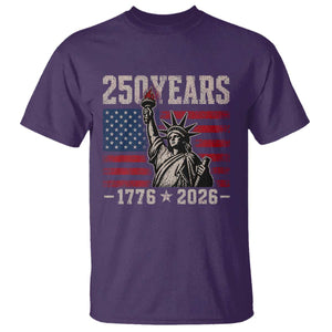 USA Independence 250th Anniversary T Shirt Patriotic Lady Liberty American Flag 250 Years 1776 2026 TS10 Purple Print Your Wear