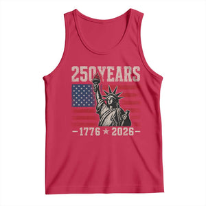 USA Independence 250th Anniversary Tank Top Patriotic Lady Liberty American Flag 250 Years 1776 2026 TS10 Red Print Your Wear