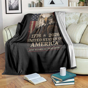 250 Anniversary USA Flag Throw Blanket Vintage Bald Eagle Patriotic 1776 2026 250 Years Birthday TS10 Print Your Wear