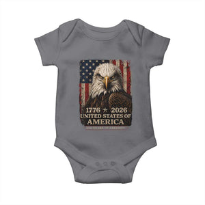 250 Anniversary USA Flag Baby Onesie Vintage Bald Eagle Patriotic 1776 2026 250 Years Birthday TS10 Charcoal Print Your Wear