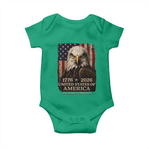 250 Anniversary USA Flag Baby Onesie Vintage Bald Eagle Patriotic 1776 2026 250 Years Birthday TS10 Irish Green Print Your Wear
