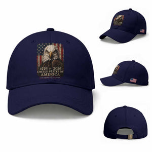 250 Anniversary USA Flag Baseball Cap Vintage Bald Eagle Patriotic 1776 2026 250 Years Birthday TS10 Baseball Cap Universal Fit Dark Blue Print Your Wear