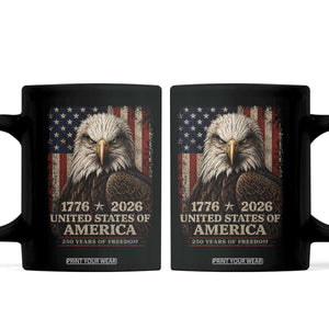 250 Anniversary USA Flag Coffee Mug Vintage Bald Eagle Patriotic 1776 2026 250 Years Birthday TS10 Black Print Your Wear