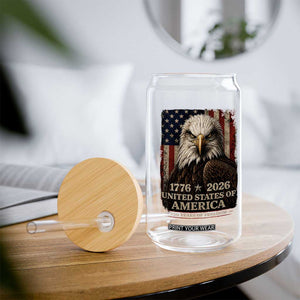 250 Anniversary USA Flag Glass Can Vintage Bald Eagle Patriotic 1776 2026 250 Years Birthday TS10 Print Your Wear