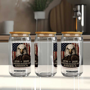 250 Anniversary USA Flag Glass Can Vintage Bald Eagle Patriotic 1776 2026 250 Years Birthday TS10 Print Your Wear