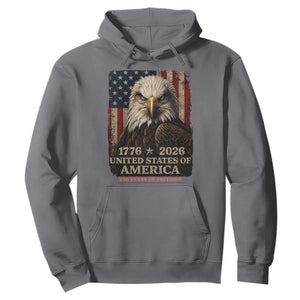 250 Anniversary USA Flag Hoodie Vintage Bald Eagle Patriotic 1776 2026 250 Years Birthday TS10 Charcoal Print Your Wear