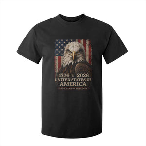 250 Anniversary USA Flag T Shirt For Kid Vintage Bald Eagle Patriotic 1776 2026 250 Years Birthday TS10 Black Print Your Wear