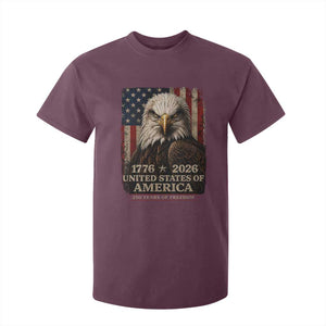 250 Anniversary USA Flag T Shirt For Kid Vintage Bald Eagle Patriotic 1776 2026 250 Years Birthday TS10 Maroon Print Your Wear