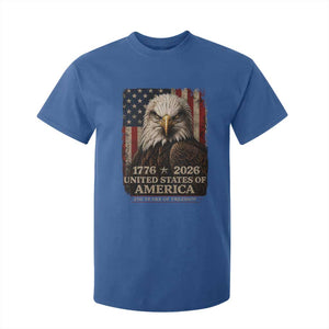 250 Anniversary USA Flag T Shirt For Kid Vintage Bald Eagle Patriotic 1776 2026 250 Years Birthday TS10 Royal Blue Print Your Wear