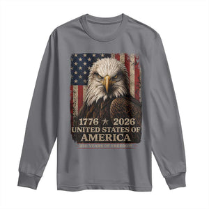 250 Anniversary USA Flag Long Sleeve Shirt Vintage Bald Eagle Patriotic 1776 2026 250 Years Birthday TS10 Charcoal Print Your Wear