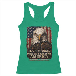 250 Anniversary USA Flag Racerback Tank Top Vintage Bald Eagle Patriotic 1776 2026 250 Years Birthday TS10 Irish Green Print Your Wear