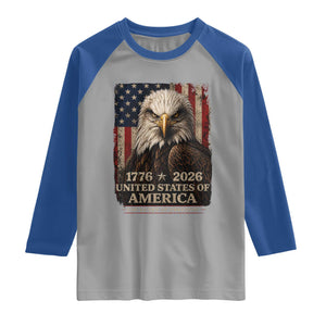 250 Anniversary USA Flag Raglan Shirt Vintage Bald Eagle Patriotic 1776 2026 250 Years Birthday TS10 Sport Gray Royal Print Your Wear