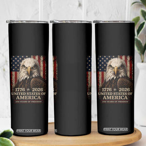 250 Anniversary USA Flag Skinny Tumbler Vintage Bald Eagle Patriotic 1776 2026 250 Years Birthday TS10 Print Your Wear