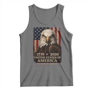 250 Anniversary USA Flag Tank Top Vintage Bald Eagle Patriotic 1776 2026 250 Years Birthday TS10 Black Heather Print Your Wear
