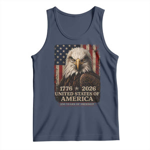 250 Anniversary USA Flag Tank Top Vintage Bald Eagle Patriotic 1776 2026 250 Years Birthday TS10 Navy Print Your Wear