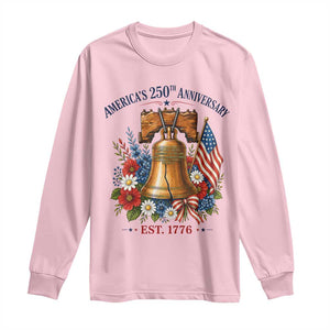 250 Anniversary Long Sleeve Shirt Floral Liberty Bell USA 250th American 4th July 2026 TS10 Light Pink Print Your Wear