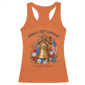 250 Anniversary Racerback Tank Top Floral Liberty Bell USA 250th American 4th July 2026 TS10 Orange Print Your Wear
