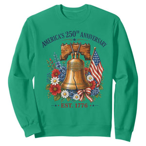 250 Anniversary Sweatshirt Floral Liberty Bell USA 250th American 4th July 2026 TS10 Irish Green Print Your Wear