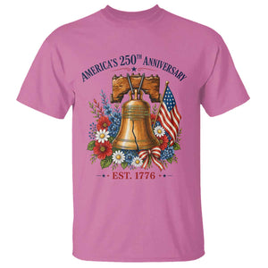 250 Anniversary T Shirt Floral Liberty Bell USA 250th American 4th July 2026 TS10 Azalea Print Your Wear