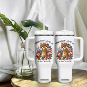 250 Anniversary Tumbler With Handle Floral Liberty Bell USA 250th American 4th July 2026 TS10 Print Your Wear