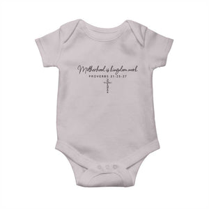 Motherhood Is Kingdom Work Baby Onesie Christian Mom Floral Mama Mothers Day TS10 Ice Gray Print Your Wear