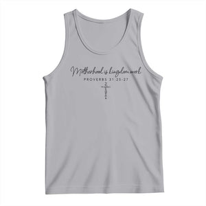 Motherhood Is Kingdom Work Tank Top Christian Mom Floral Mama Mothers Day TS10 Athletic Heather Print Your Wear