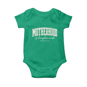 Motherhood Is Kingdom Work Baby Onesie Cute Christian Mom Mothers Day Floral Jesus TS10 Irish Green Print Your Wear