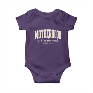 Motherhood Is Kingdom Work Baby Onesie Cute Christian Mom Mothers Day Floral Jesus TS10 Purple Print Your Wear