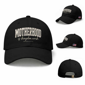 Motherhood Is Kingdom Work Baseball Cap Cute Christian Mom Mothers Day Floral Jesus TS10 Baseball Cap Universal Fit Black Print Your Wear